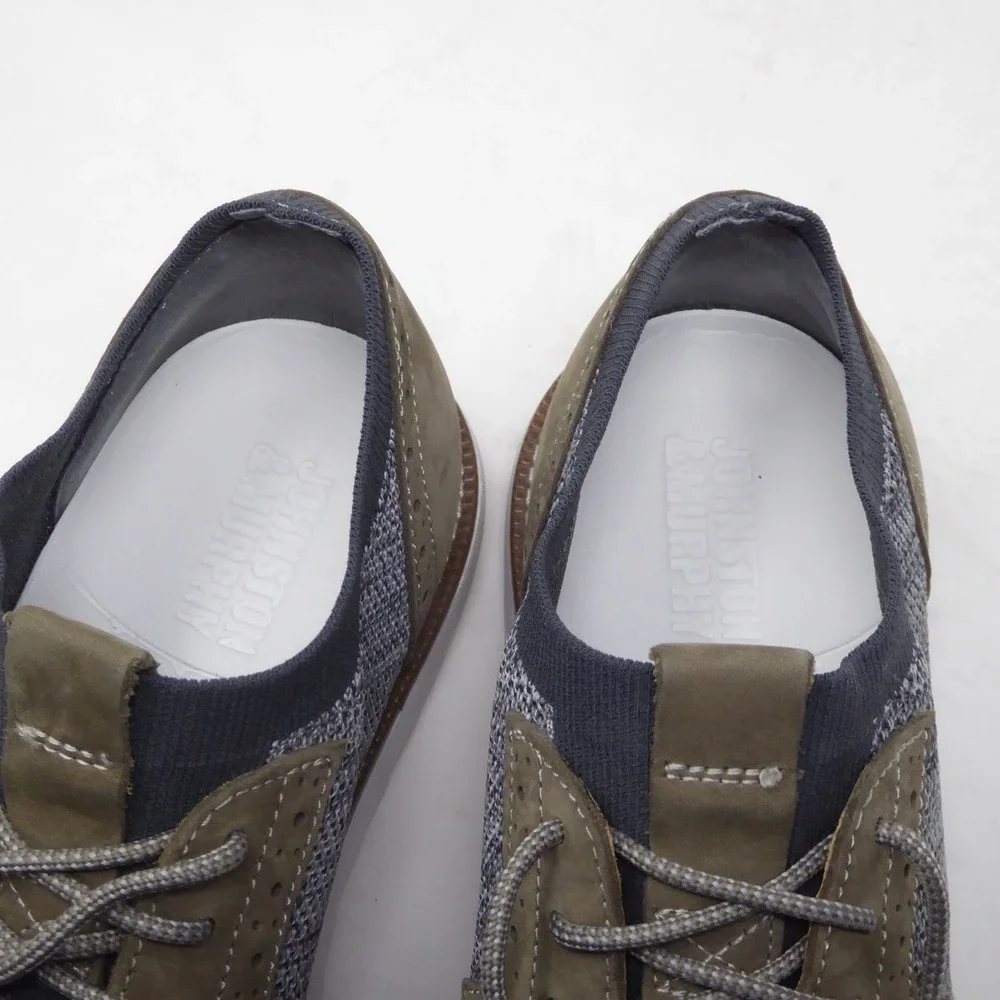 Johnston & Murphy Mens McGuffey Knit Plain Toe Derby Grey Casual Shoes 10.5